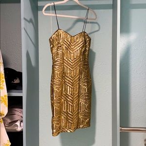 Aidan Mattox Gold Sequin Mini Dress